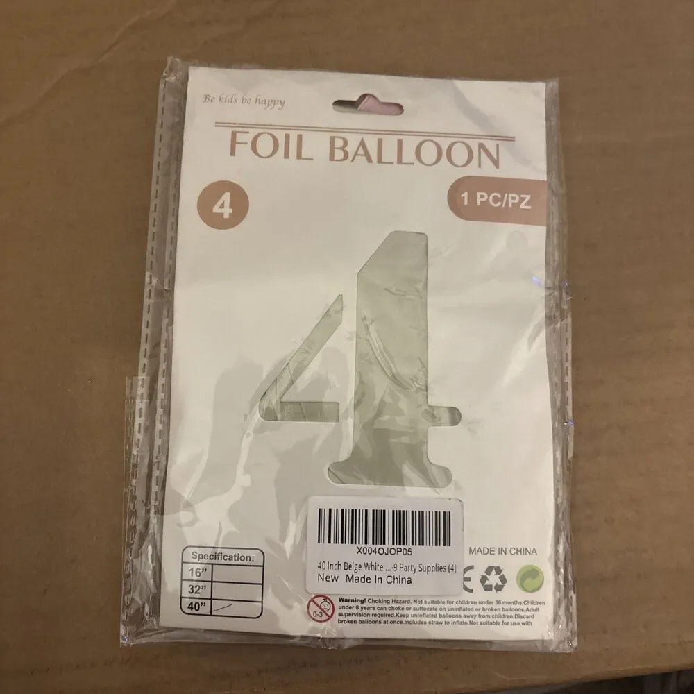 #4 Foil Balloon Silver 40”